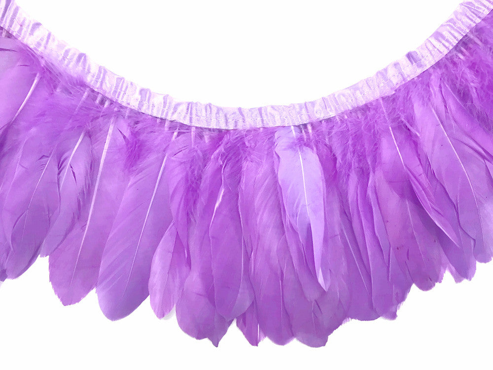 1 Yard - Lavender Goose Pallet Parried Dyed Feather Trim