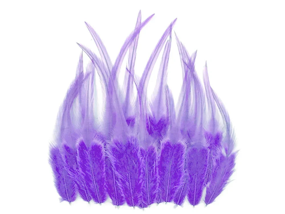Vibrant purple craft feathers for DIY fashion and decor projects.