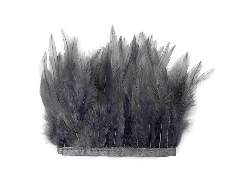 1 Yard - Silver Gray Rooster Neck Hackle Saddle Feather Wholesale Trim