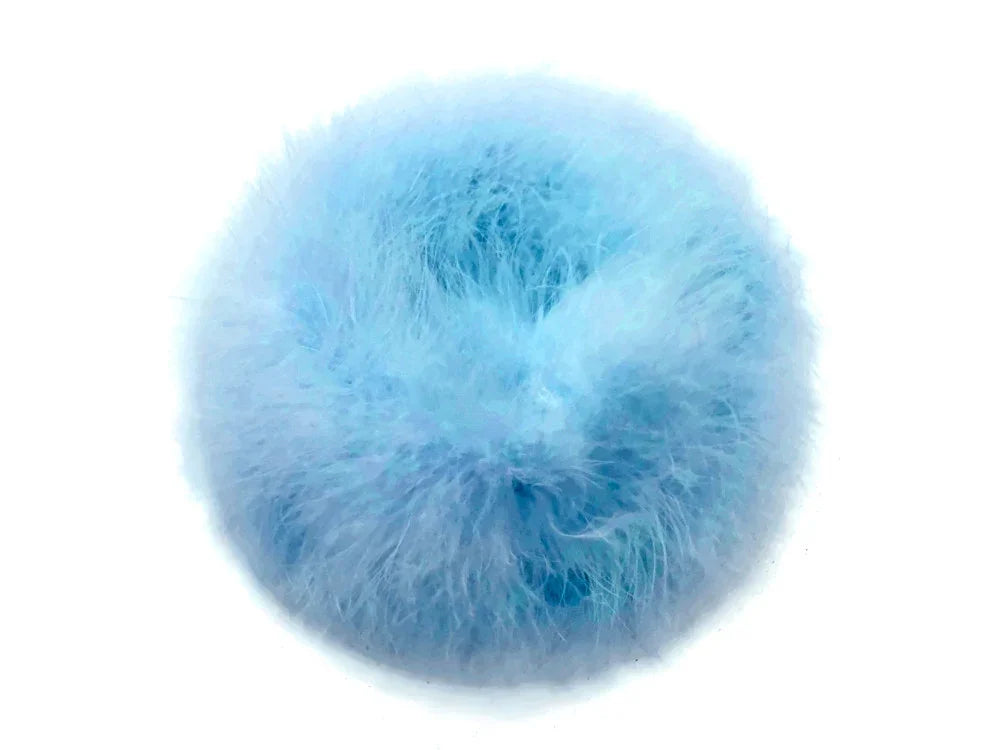 Fluffy light blue feather pom pom for DIY crafts and fashion accessories