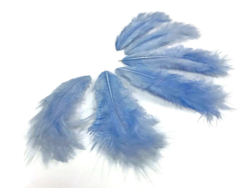 1 Dozen - Solid Light Blue Mini Rooster Chickabou Fluff Whiting Hair Feathers