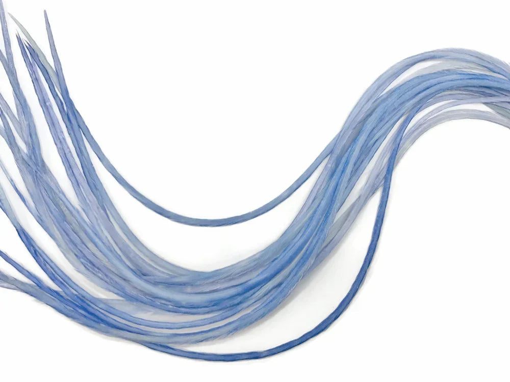Long, wavy blue translucent craft ribbons for DIY fashion and decor accessories.