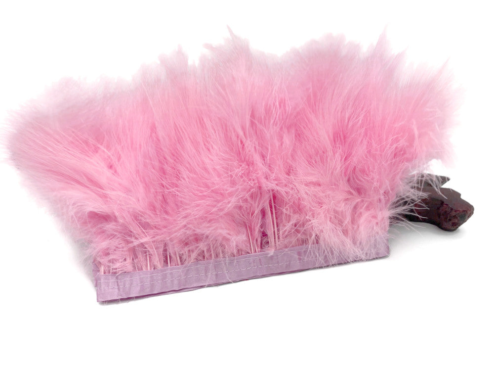 1 Yard - Light Pink Marabou Turkey Fluff Feather Fringe Trim