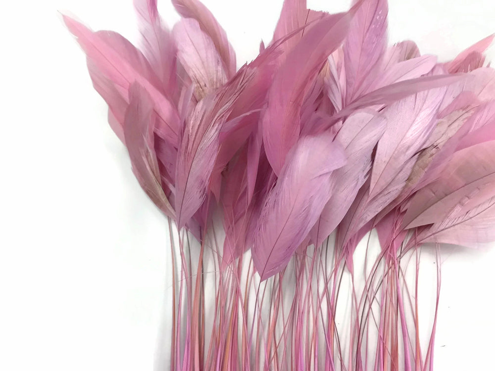1 Yard - Light Pink Stripped Coque Tail Feathers Wholesale Trim (Bulk)