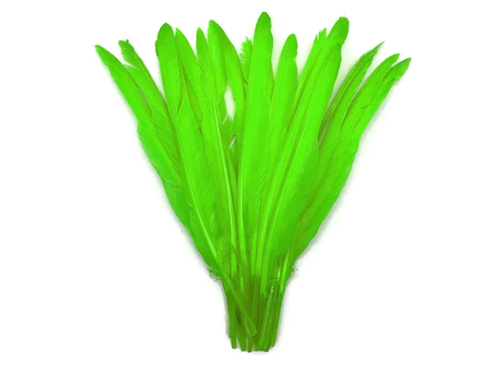 Vibrant neon green feathers for DIY crafts and fashion decor