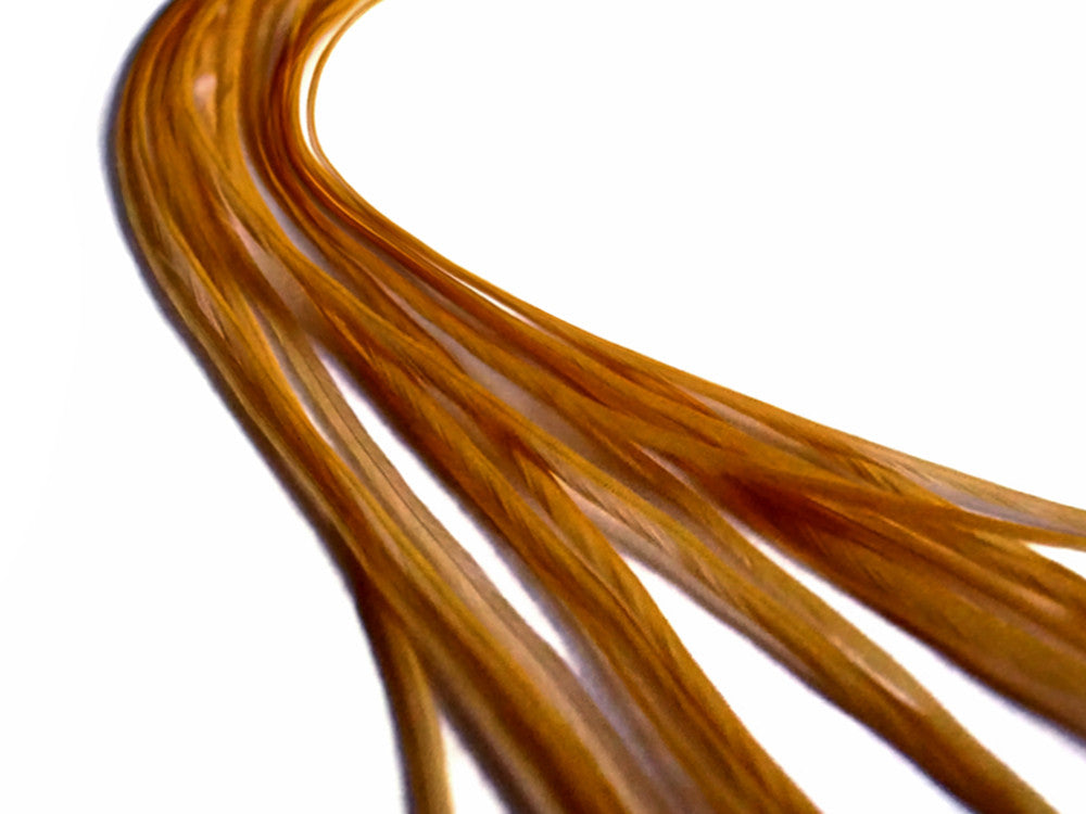 6 Pieces - XL Natural Medium Honey Ginger Thin Whiting Farm Rooster Hair Extension Feathers 11" and Up