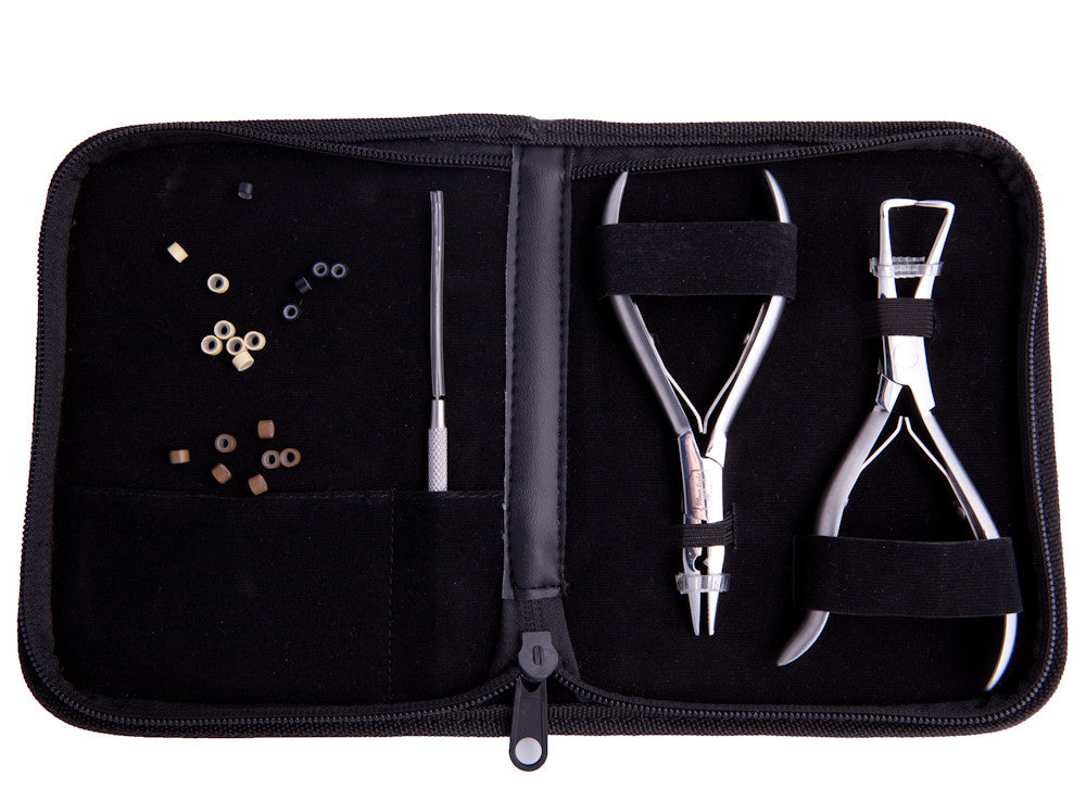 Ocean Duo Pack - Hair Extension Whiting Farm Feather Stainless Tool Kit & Silicone Beads