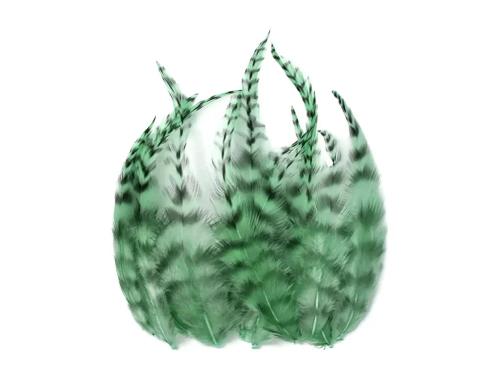 Green and black patterned decorative feathers for crafts and fashion DIY supplies
