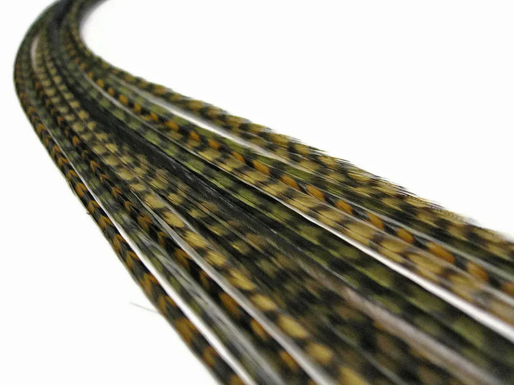 Natural patterned pheasant feathers for DIY crafts and fashion accessories.