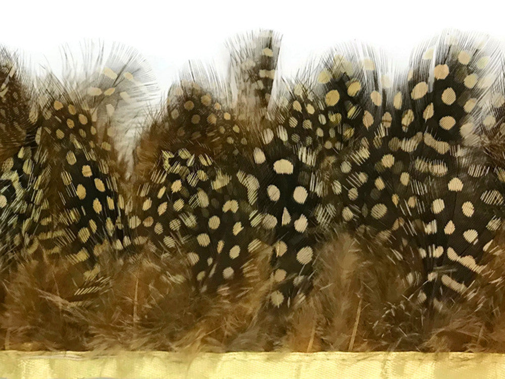 1 Yard - Mustard Yellow Guinea Hen Plumage Feather Trim