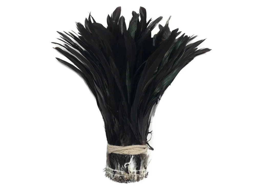 1/2 Yard - 8-10" Natural Black Half Bronze Coque Tail Strung Wholesale Feathers (Bulk)