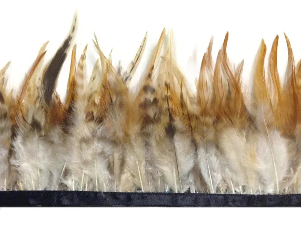 Natural brown and white patterned feathers trim for fashion and craft DIY projects.
