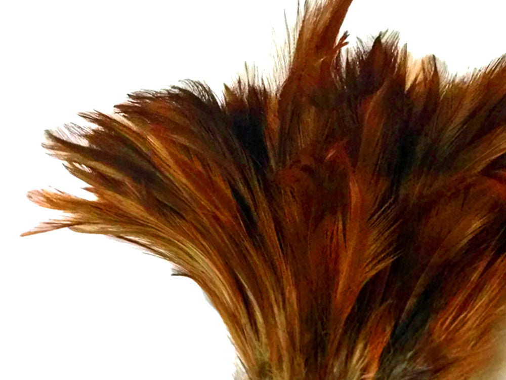 1 Yard - Natural Red Strung Rooster Neck Hackle Wholesale Feathers (Bulk)