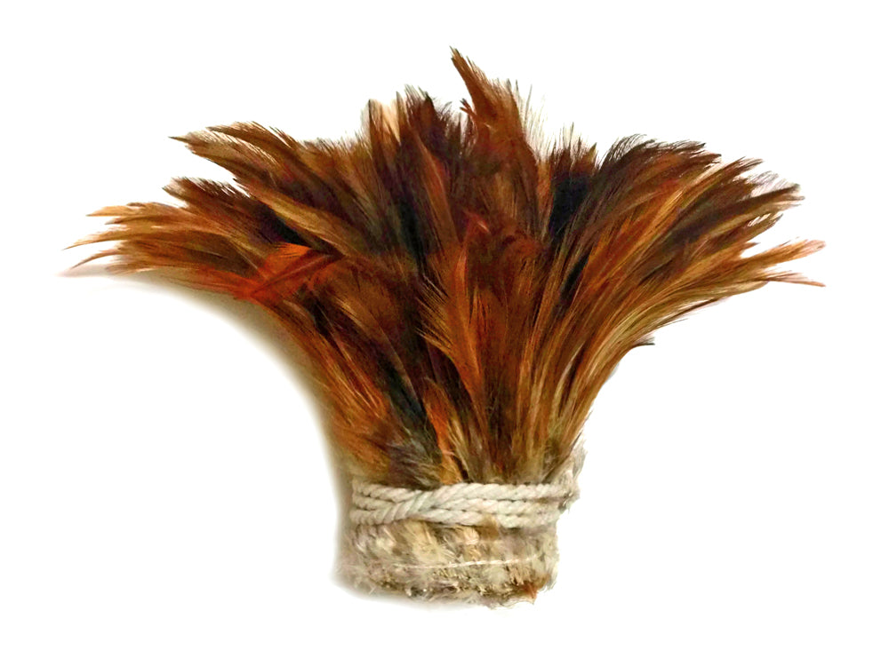 1 Yard - Natural Red Strung Rooster Neck Hackle Wholesale Feathers (Bulk)