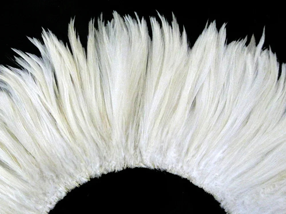 4 Inch Strip - 4-6" Natural White Strung Rooster Neck Hackle Feathers