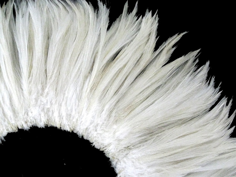 1 Yard - Natural White Strung Rooster Neck Hackle Wholesale Feathers (Bulk)
