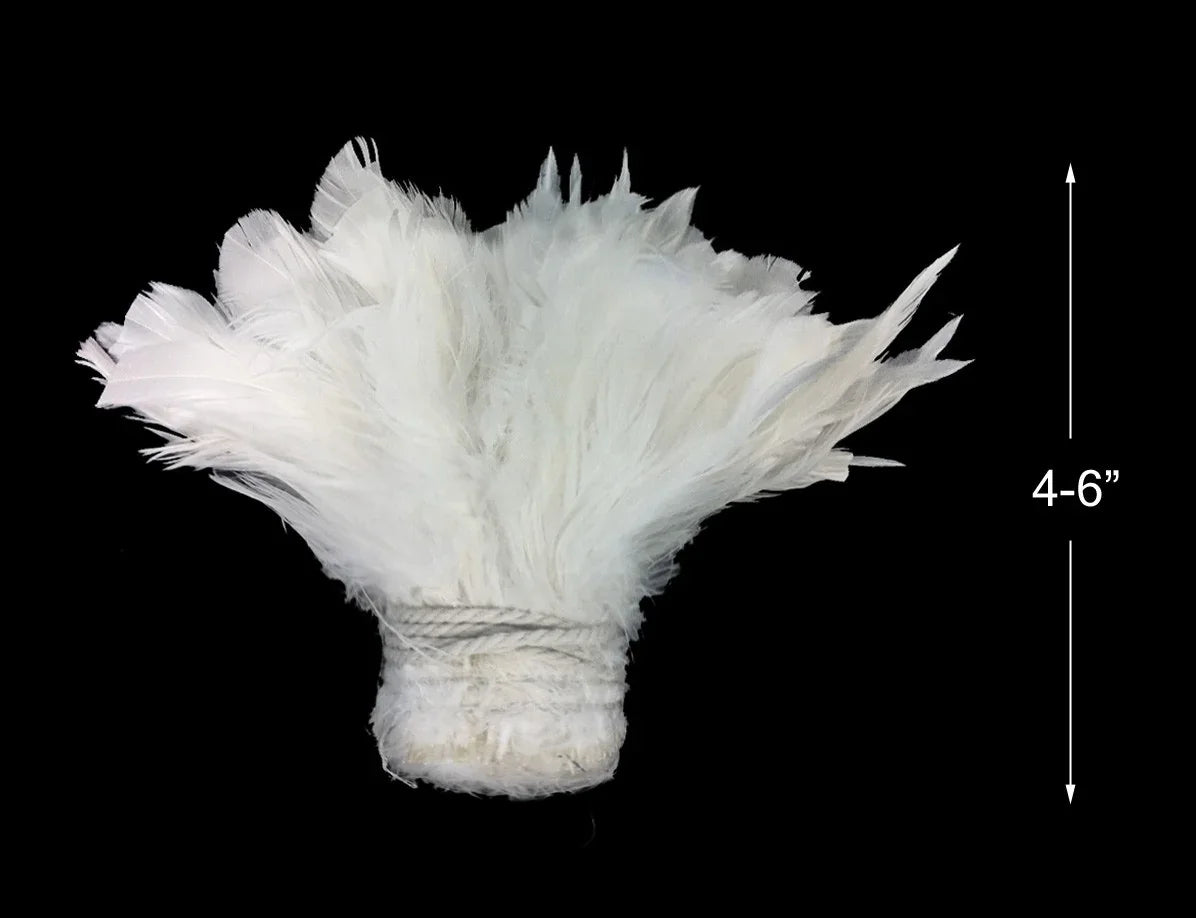 White fluffy feathers bundle for DIY crafts and fashion decor, 4-6 inches in length.