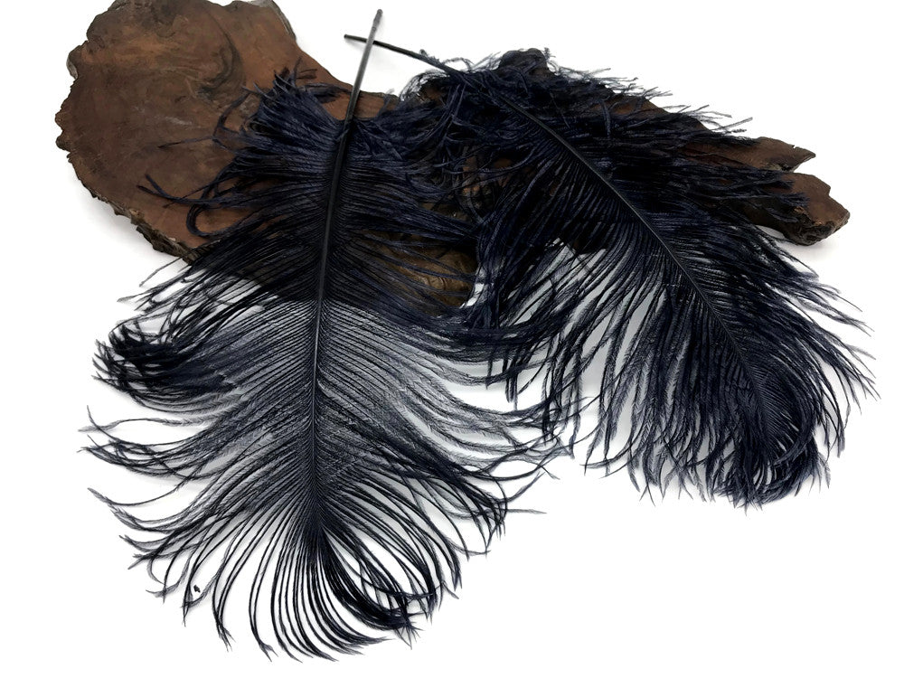 10 Pieces - 12-16" Navy Blue Dyed Ostrich Tail Fancy Feathers