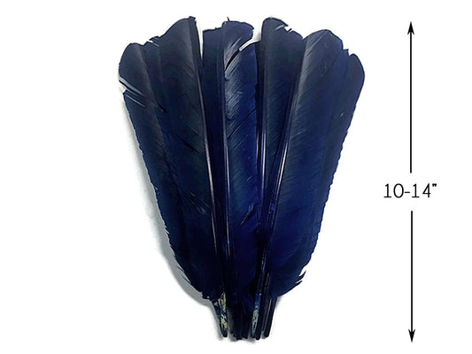 1/4 Lb - Navy Blue Turkey Pointers Primary Wing Quill Large Wholesale Feathers (Bulk)