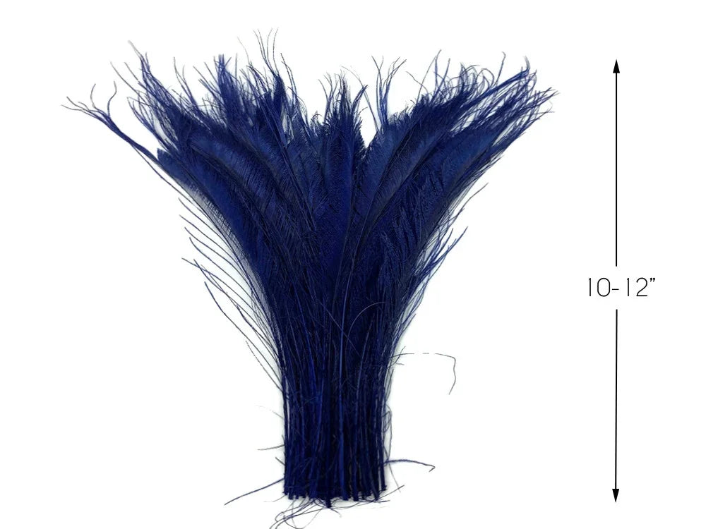 Bundle of 10-12 inch navy blue feathers for DIY crafts and fashion décor.