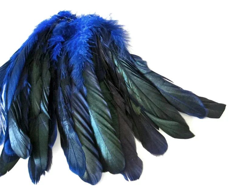 1/2 Yard - 8-10" Navy Blue Half Bronze Natural Dyed Coque Tail Strung Wholesale Feathers (Bulk)