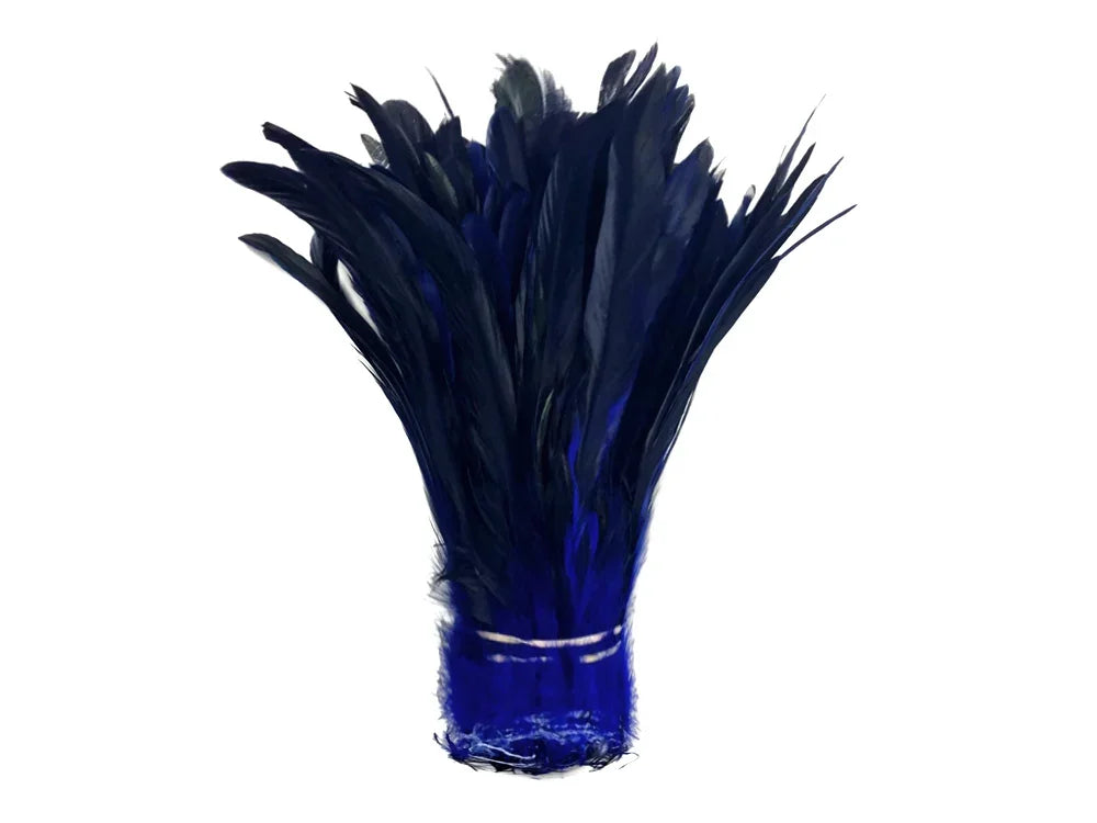 2.5 Inch Strip - 8-10" Navy Blue Half Bronze Natural Dyed Coque Tail Strung Feathers