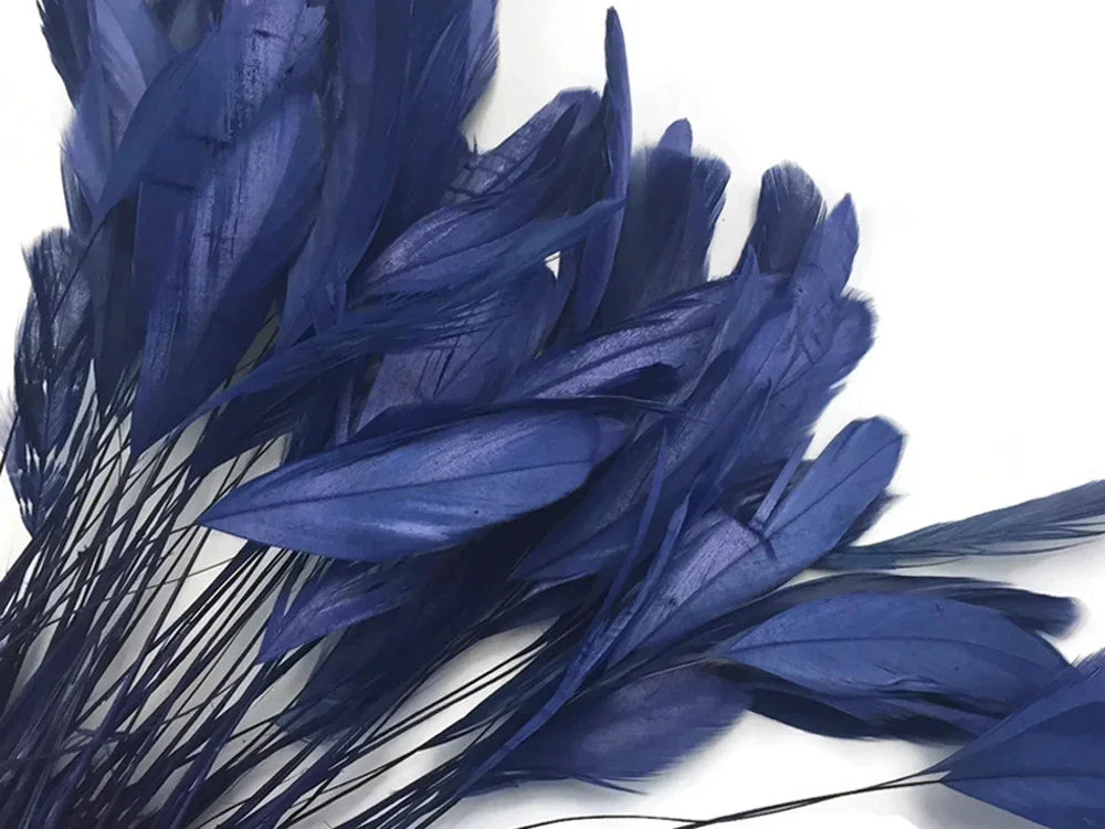 Vibrant deep blue feathers for DIY crafts and fashion accessories.