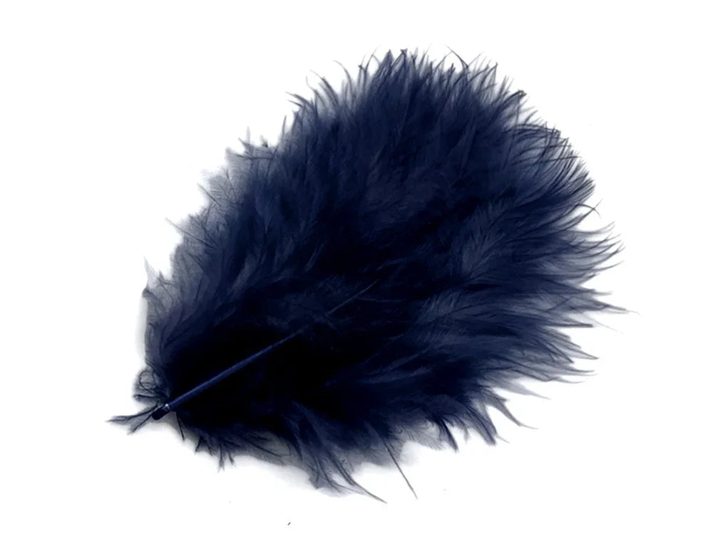 Fluffy navy blue ostrich feathers for DIY crafts and fashion accessories.