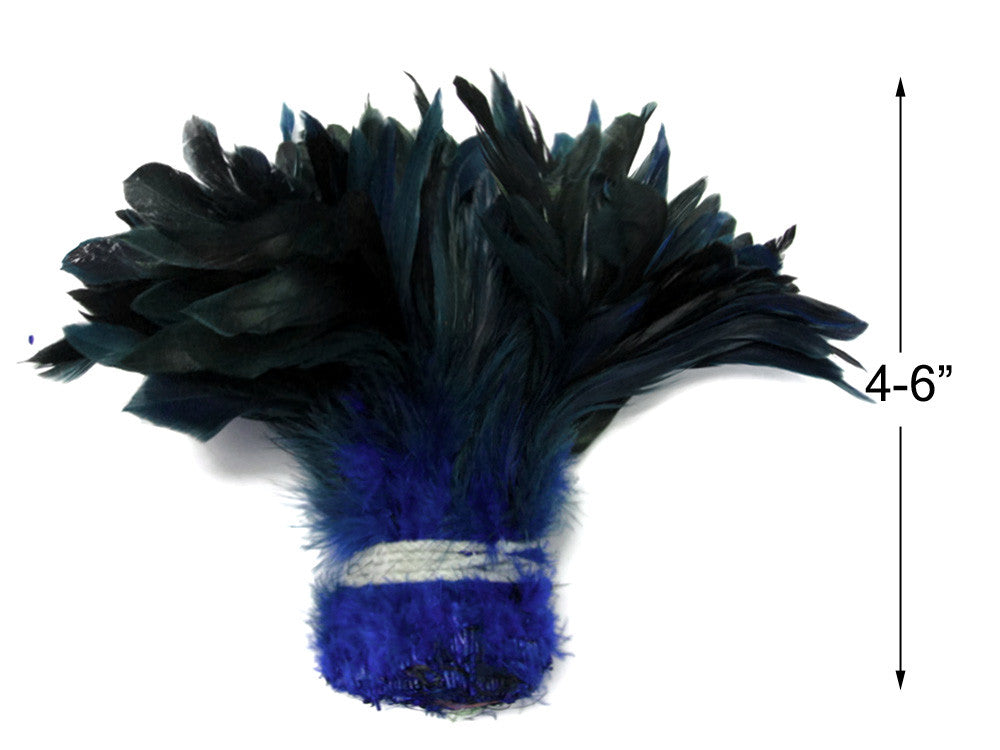 1 Yard - Navy Blue Half Bronze Strung Rooster Schlappen Wholesale Feathers (Bulk)