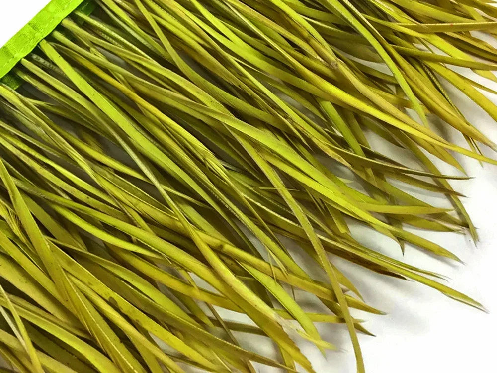 Vibrant lime green decorative feathers for crafts and fashion DIY supplies.