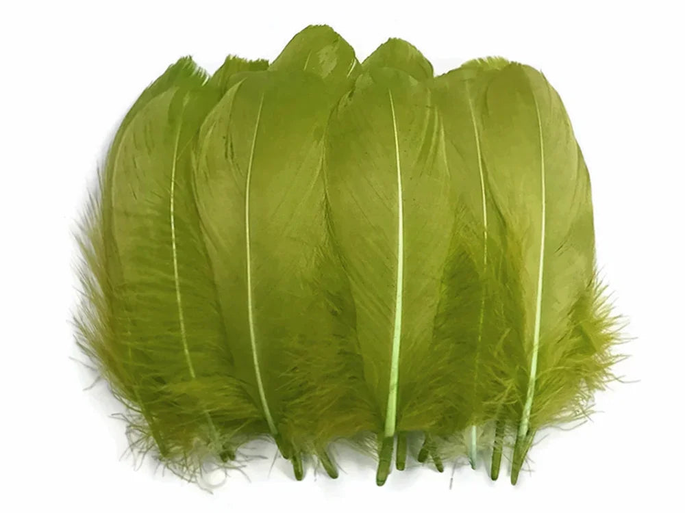 1 Pack - Olive Green Goose Nagoire Loose Feather - 0.25 Oz