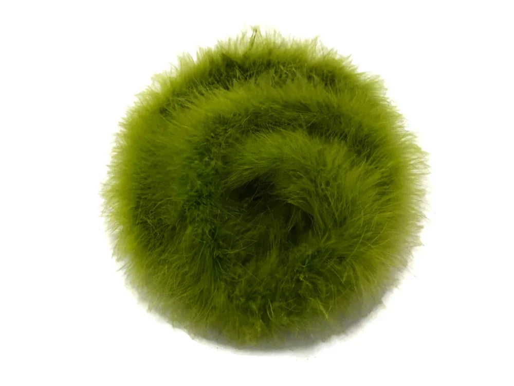 Vibrant lime green fluffy feather pom pom for DIY crafts and fashion accessories.