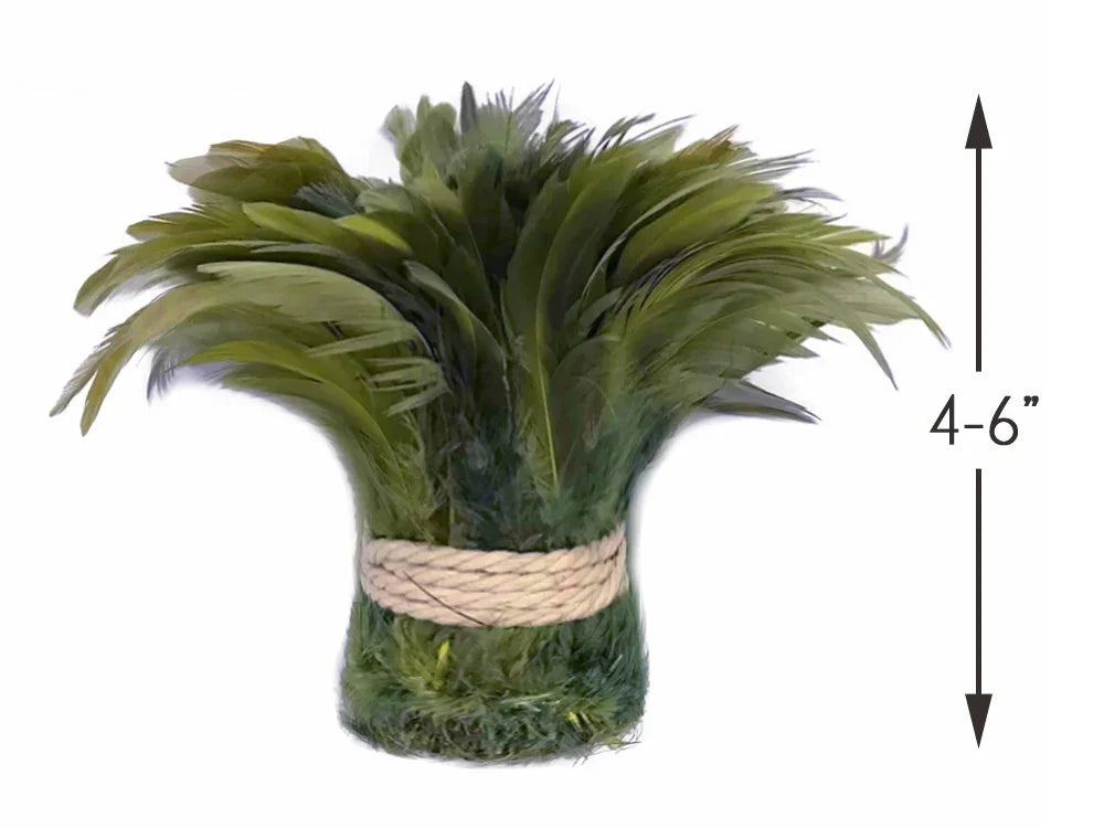 Green natural feathers bundle for crafts and DIY decor, 4-6 inches in length.
