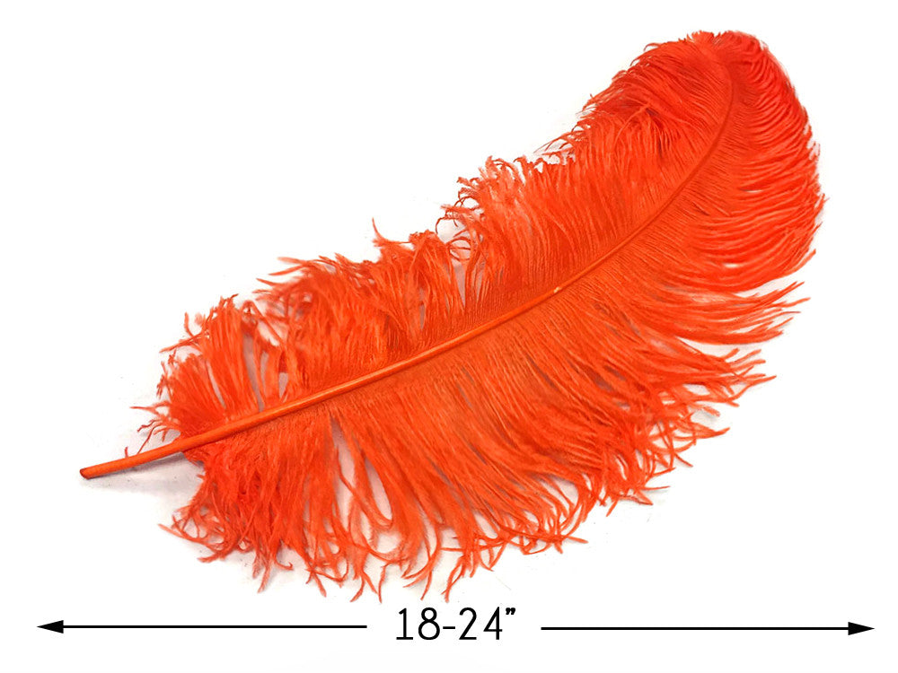 10 Pieces - 18-24" Orange Large Prime Grade Ostrich Wing Plume Centerpiece Feathers