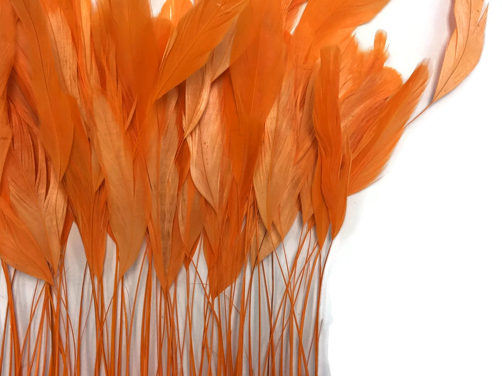 1 Yard - Orange Stripped Coque Tail Feathers Wholesale Trim (Bulk)