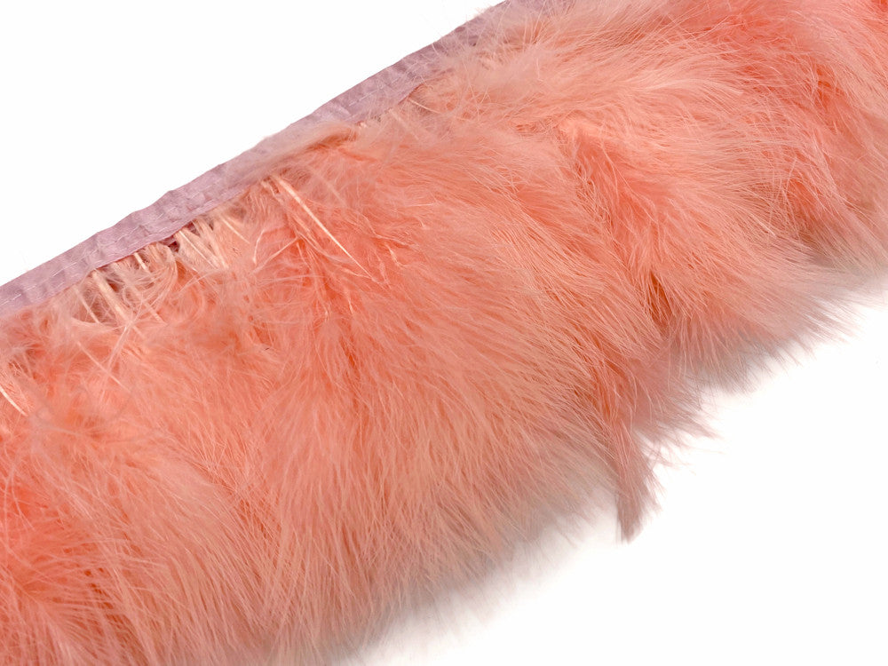 1 Yard - Peach Pink Marabou Turkey Fluff Feather Fringe Trim