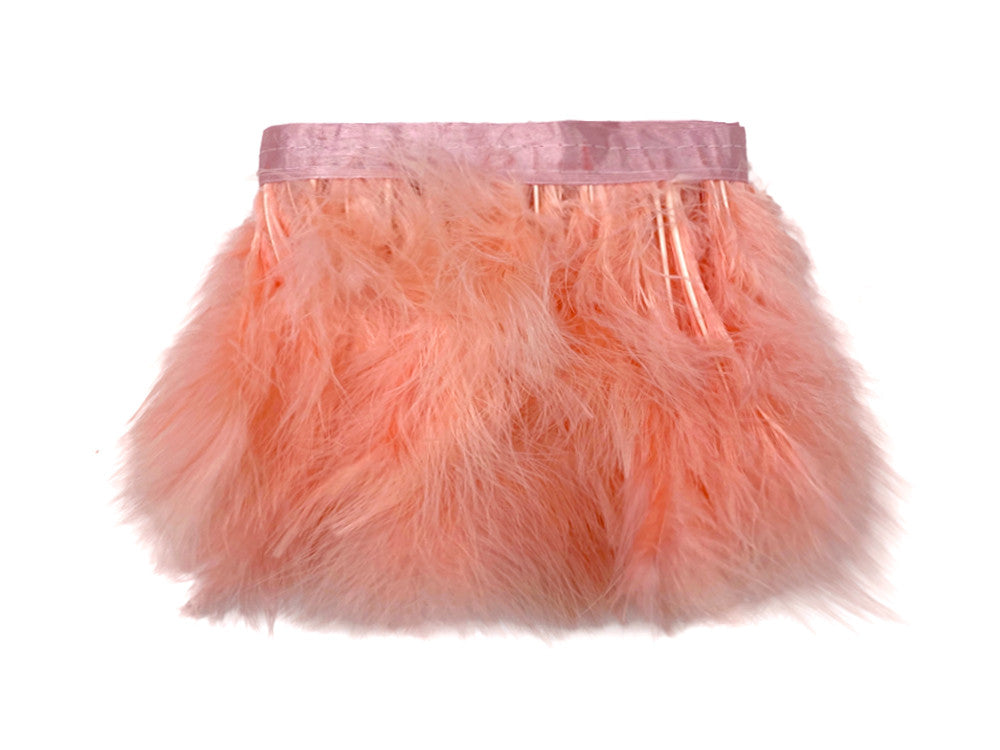 1 Yard - Peach Pink Marabou Turkey Fluff Feather Fringe Trim