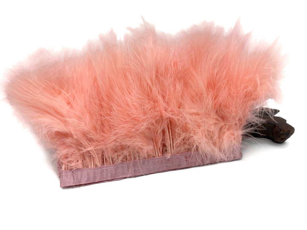 1 Yard - Peach Pink Marabou Turkey Fluff Feather Fringe Trim