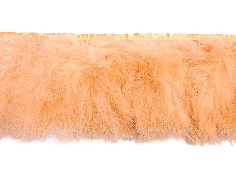Peach colored ostrich feather trim for fashion and DIY crafts