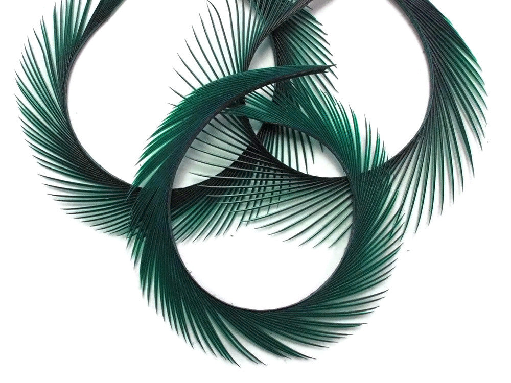 1 Yard - Peacock Green Goose Biots Stripped Wing Wholesale Feather Trim