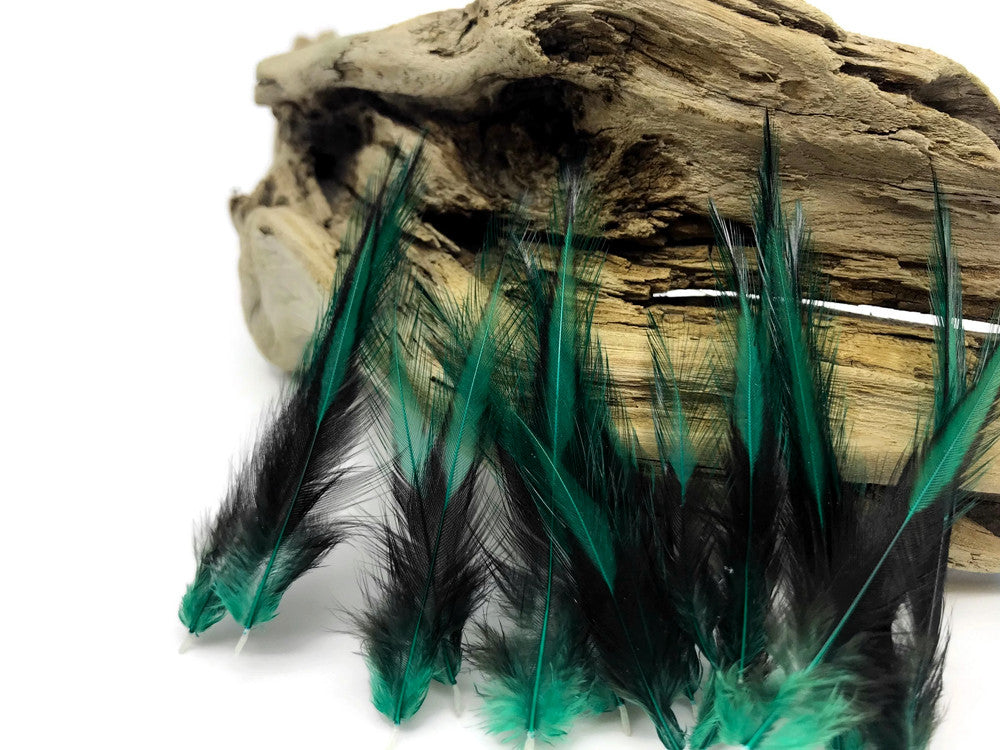 10 Pieces - Peacock Green Dyed BLW Laced Short Rooster Cape Whiting Farms Feathers