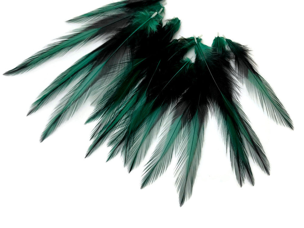10 Pieces - Peacock Green Dyed BLW Laced Short Rooster Cape Whiting Farms Feathers