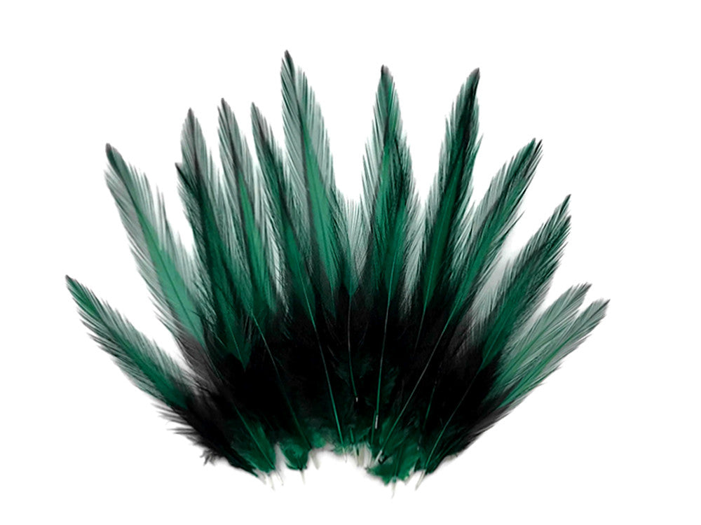 10 Pieces - Peacock Green Dyed BLW Laced Short Rooster Cape Whiting Farms Feathers