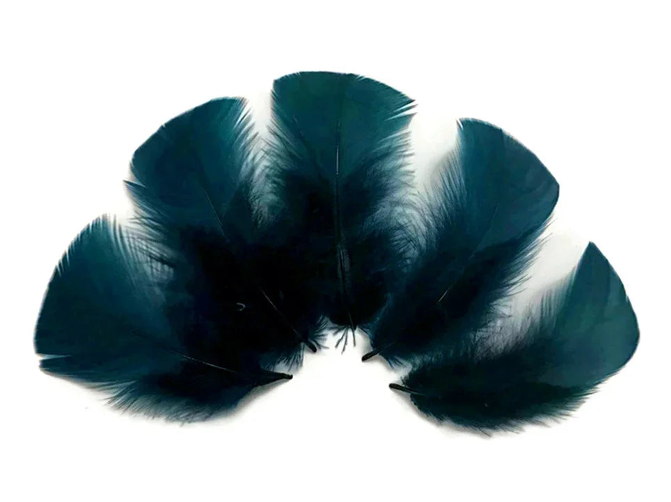Deep teal blue natural feathers for DIY crafts and fashion decor