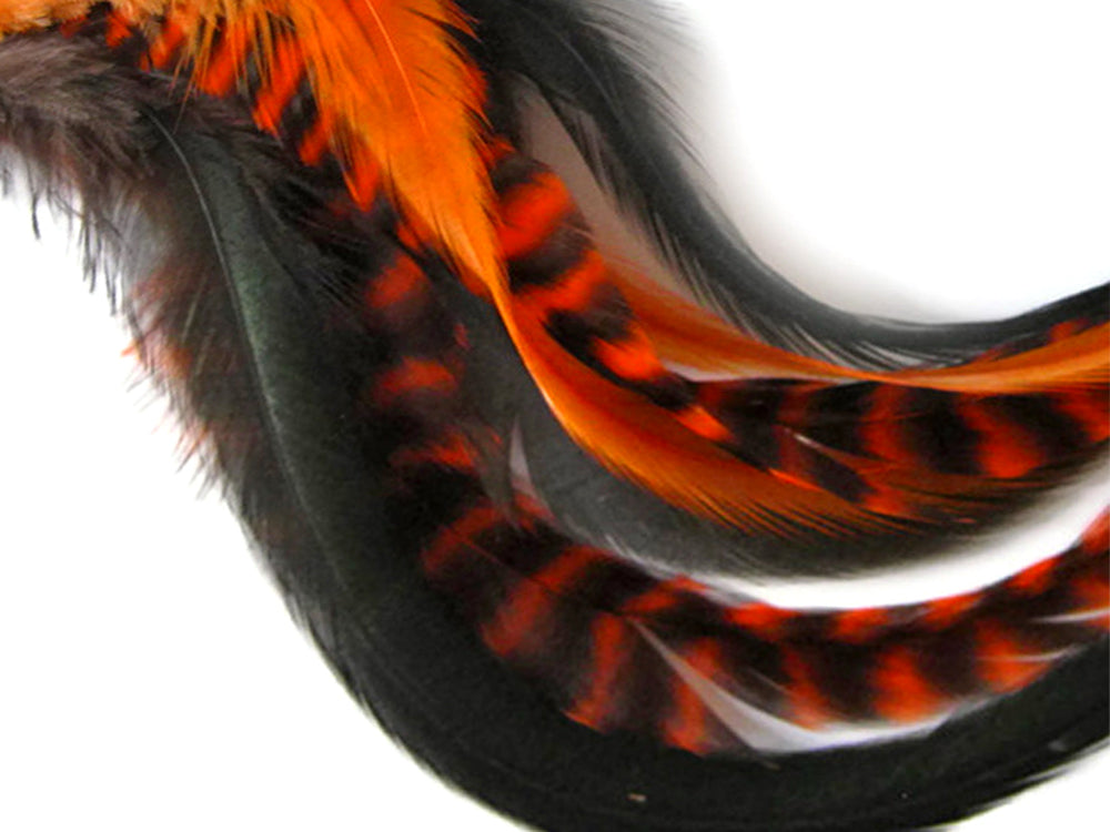 8 Pieces - Peekabooo Mix Thick Long Rooster Hair Extension Feathers