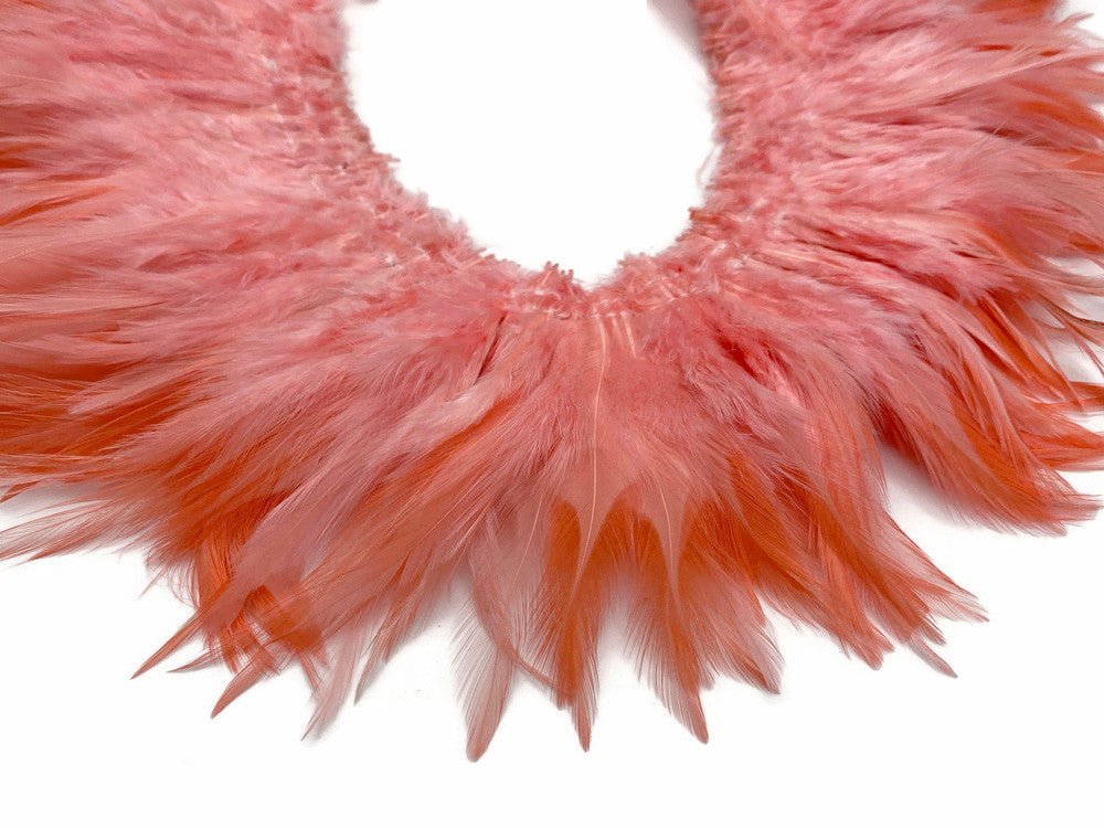 4 Inch Strip – 4-6” Dyed Pink Blush Strung Chinese Rooster Saddle Feathers