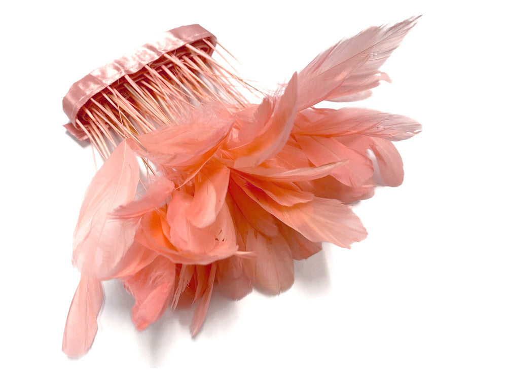 1 Dozen - Pink Blush Stripped Rooster Coque Tail Feathers