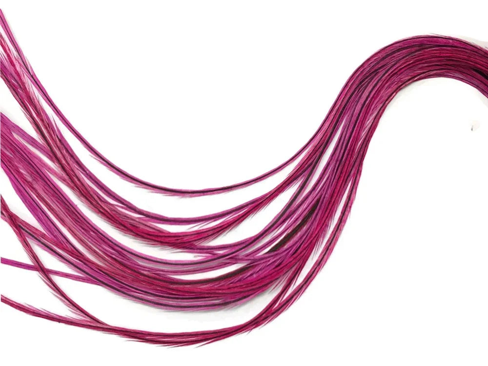 Vibrant magenta pink long feathers for craft and fashion DIY supplies.