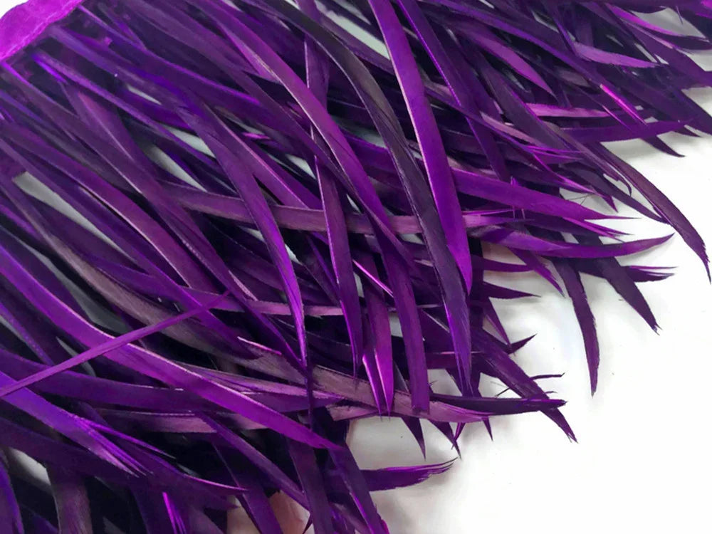 Vibrant purple dyed feathers for fashion and DIY craft projects.