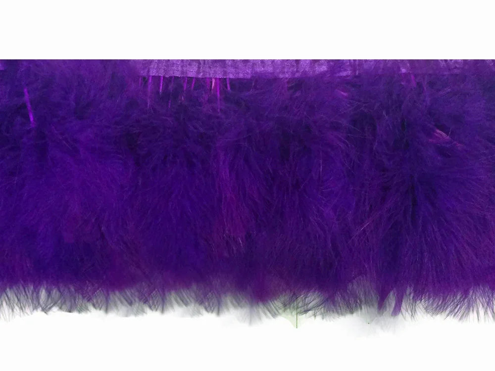 Vibrant purple feather boa trim for crafts and fashion accessories.